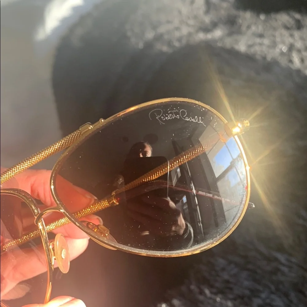 Roberto Cavalli Gold Sunglasses Aviator Style - Picture 2 of 7